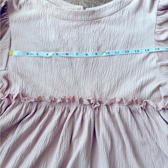 MABLE ROSE COLOR ROMPER FRILLY SIZE S FRINGE HEM PEASANT SLEEVES DEEP POCKETS - Picture 10 of 15